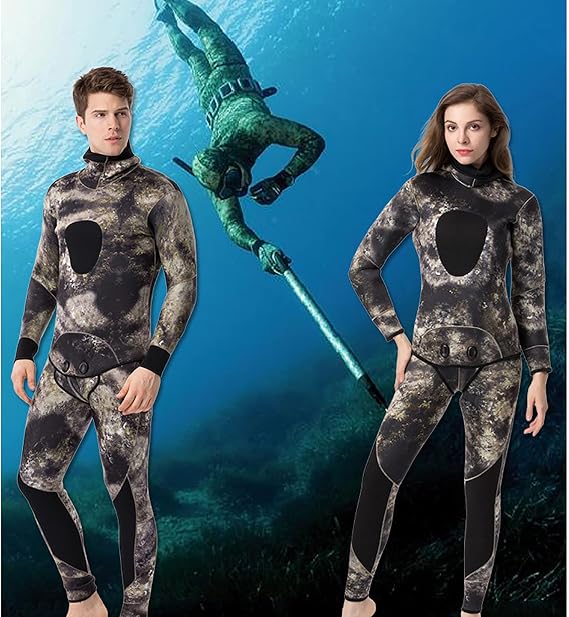 5mm 2pcs Top and Bottom Set Wet Suit Jacket+Pants Warm Zipper Long Sleeve Diving Suit Long Pants Scuba Surf Snorkeling Swimming Black