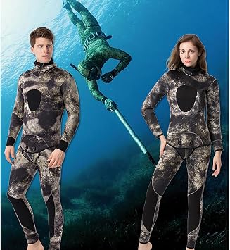 5mm 2pcs Top and Bottom Set Wet Suit Jacket+Pants Warm Zipper Long Sleeve Diving Suit Long Pants Scuba Surf Snorkeling Swimming Black