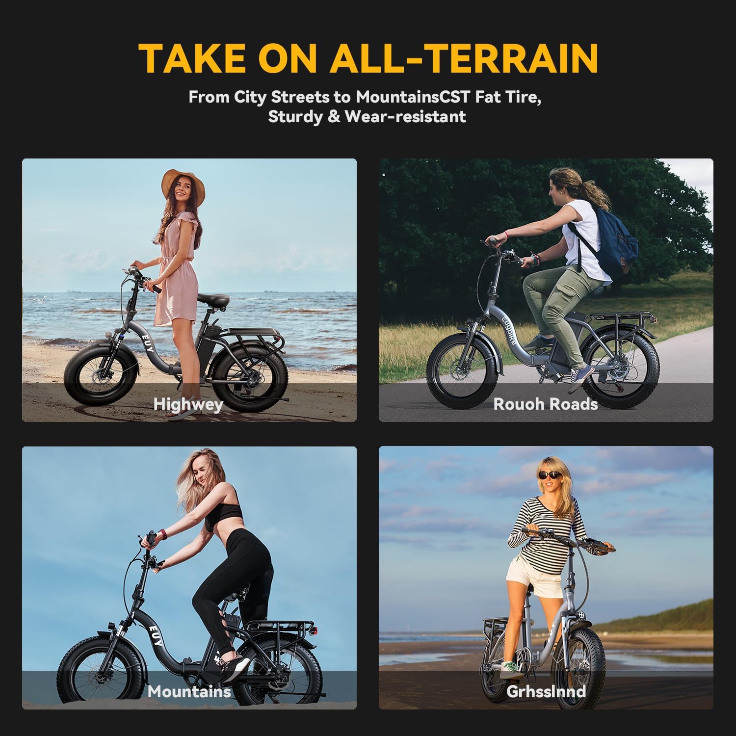 EUYBIKE1000W Folding Electric Bike for Adults,30mph Max Speed, 15AH Removable Battery Ebike, 20" 3 Fat Tire Electric Mountain E Bike with 7-Speed,Adult Electric Bicycles for Commute Beach Snow Blueb…