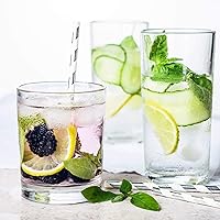 Vista 3 de QAPPDA Vasos transparentes – Vaso de cóctel antiguo de 7 onzas, vidrio de base pesada para bourbon, jugo, bebidas y vasos de chupito, paquete de 12