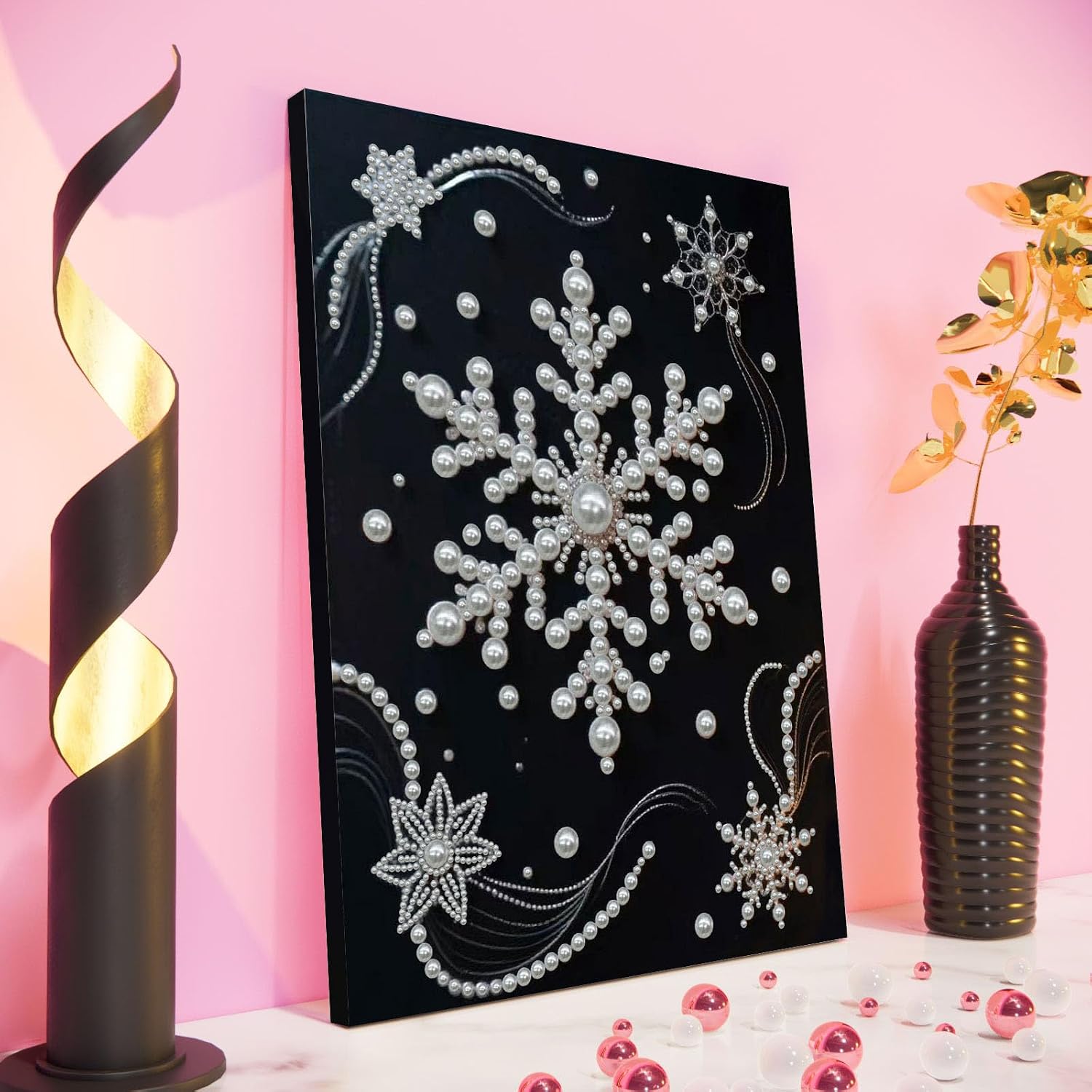 LAKEQUILL DIY Pearl Diamond Art with Frame, 30x40cm Sparkling 5D Full Drill Painting Kit for Adults Beginners, Relaxing Craft Home Wall Decor Unique Gift（Character）