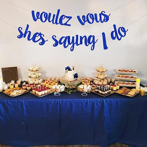 Miniatura 2 de Cartel de despedida de soltera, Voulez Vous She's Saying I Do Banner para despedida de soltera, decoración de despedida de soltera, suministros de