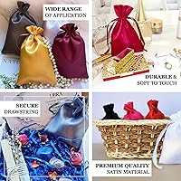 Vista 4 de Efavormart - Paquete de 60 bolsas de satén verde cazador para fiesta de boda, bolsa con cordón para regalo, 6 x 9 pulgadas