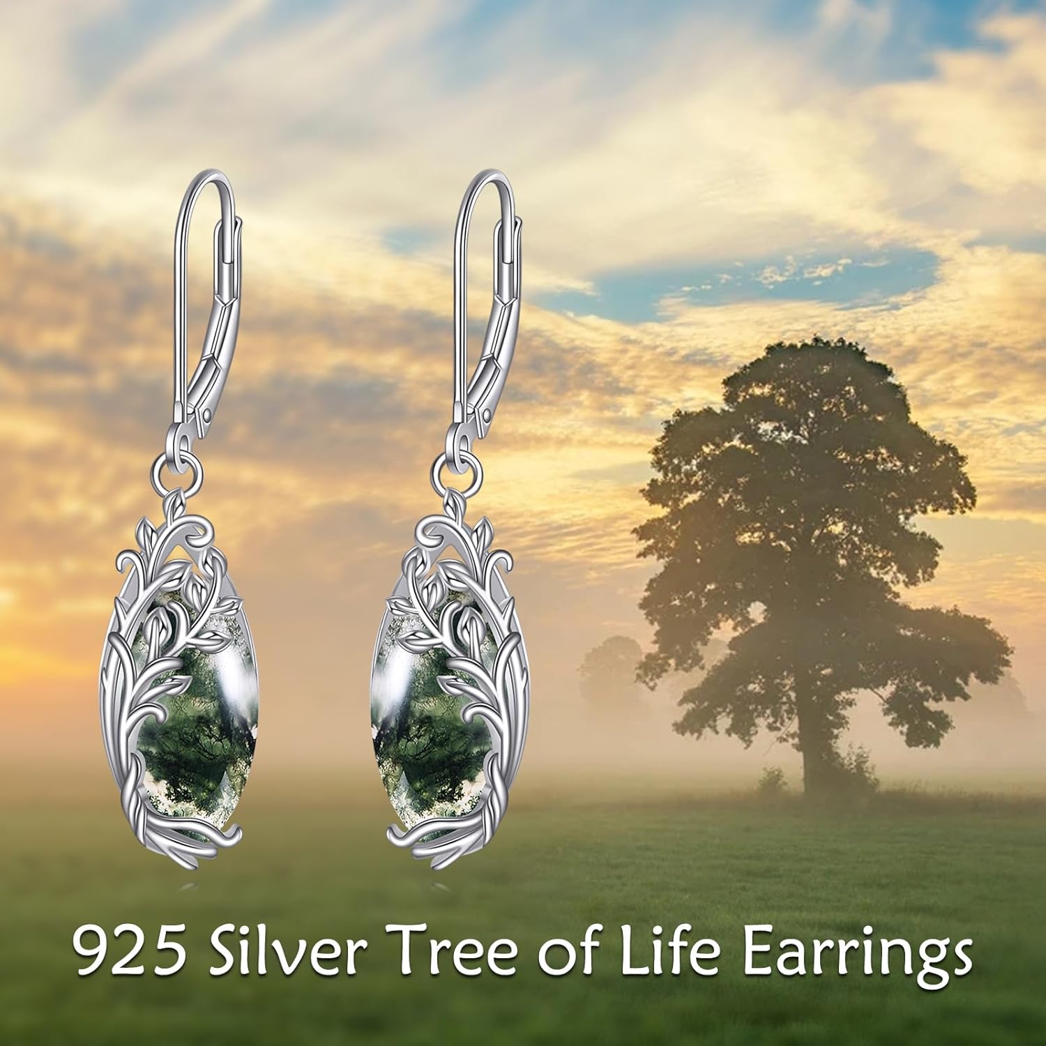 POPLYKE Tree of Life Teardrop Drop Dangle Earrings Sterling Silver Leverback Earrings Jewelry - Image 3