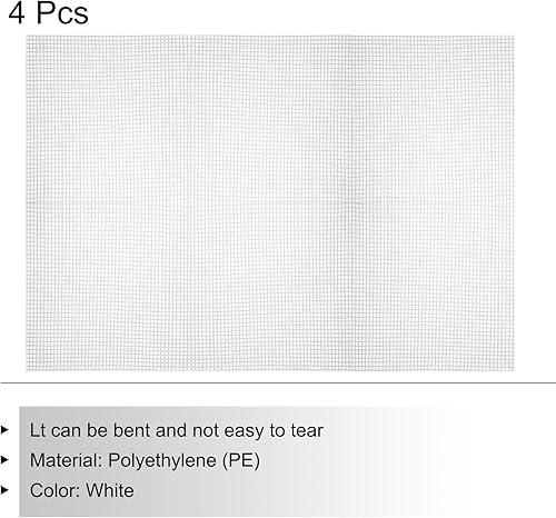 Miniatura 3 de MECCANIXITY Lámina de lona de malla de plástico de 23.6 x 16.5 pulgadas, rectángulo de lona blanca en blanco, agujero de 0.157 in para bordar, malla