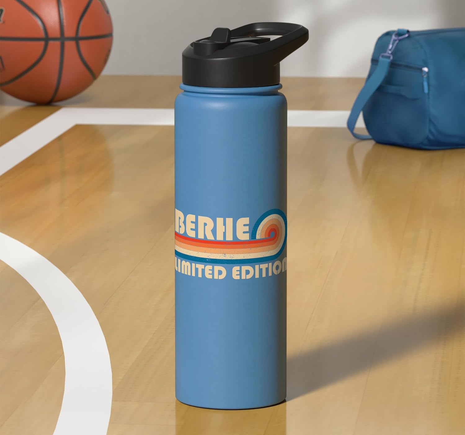 BERHE Retro 70s 80s Sunset Stripe Stainless Steel Insulated Water Bottle