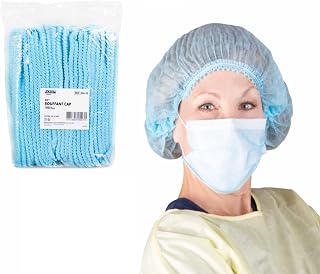 Generic Disposable Bouffant Caps, 100 Pieces, Blue, Perfect for Medical, Salon, Hair Net, Head Cover, Labs, Nurse Cap, Tattoo, Food Service, Hospital