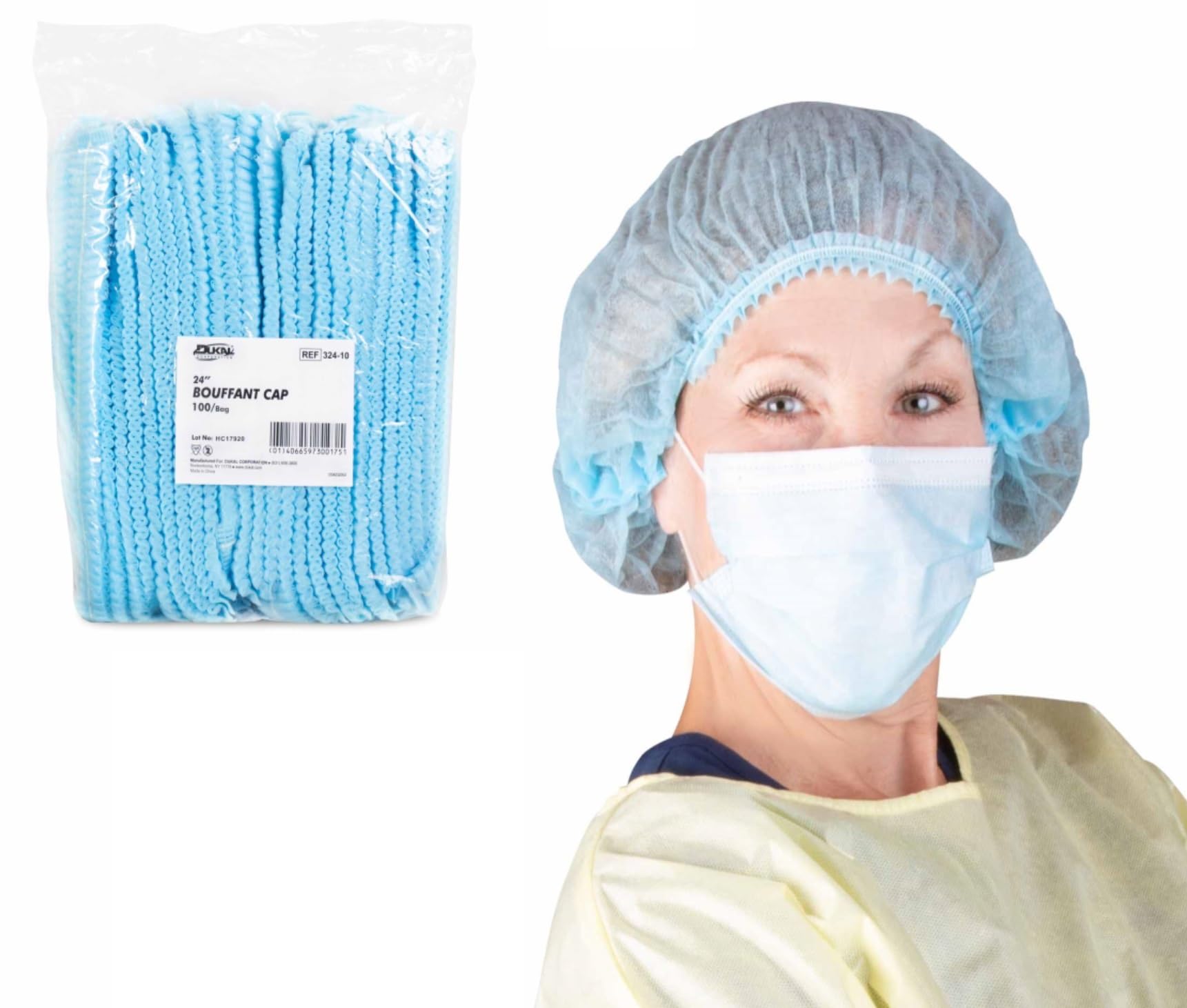 100pcs Disposable Hair Net Bouffant Cap Kitchen Food Medical Worker Non Woven US Pink Blue White (Pink - View #2