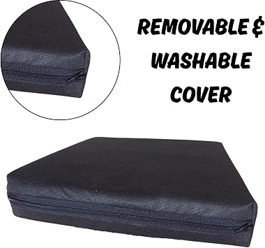 100% Memory Foam Pressure Relief Support Cushion for Wheelchair and chair Orthopaedic Seat Cushions for Pressure Relief (Black, 16 x 18 x 4)