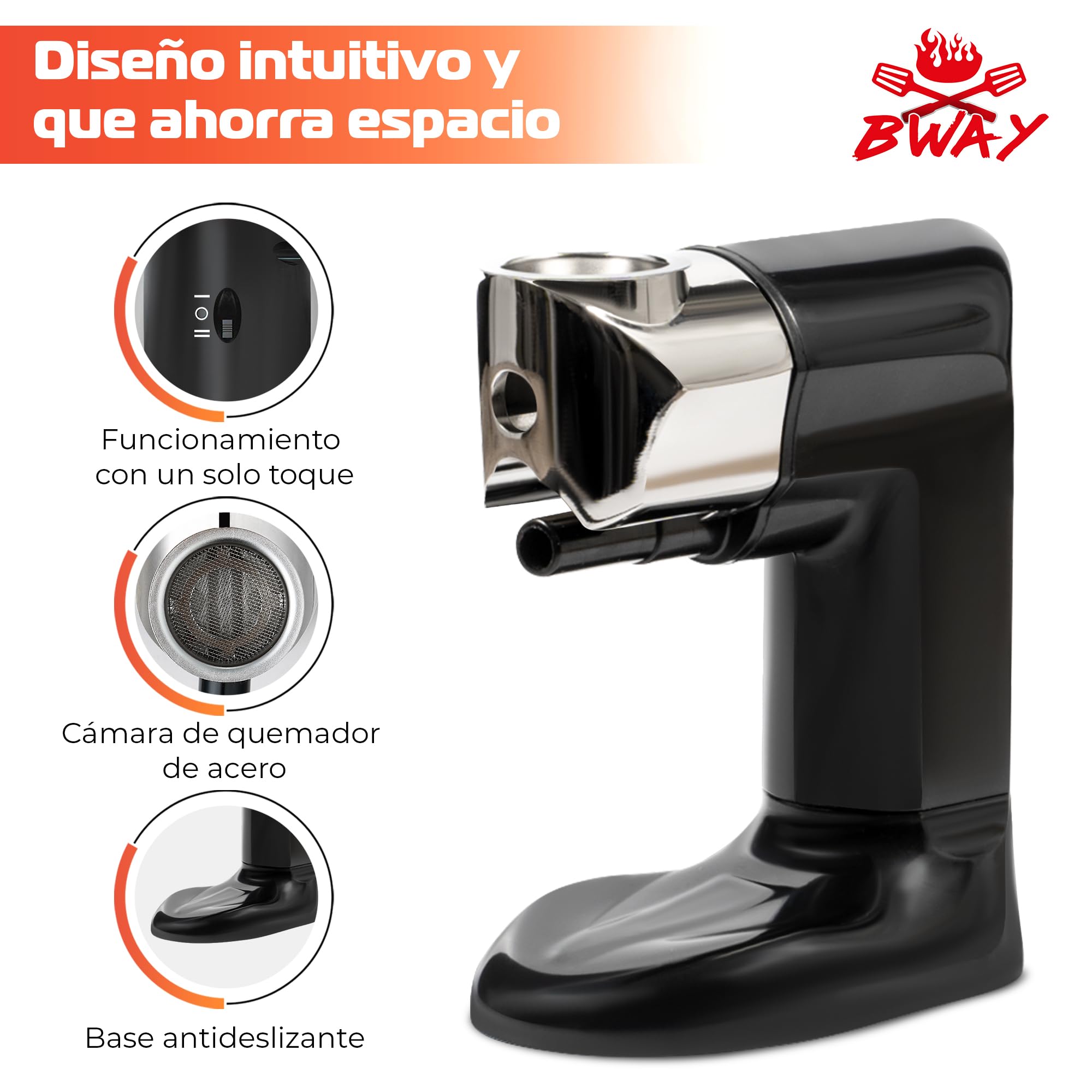 BWAY Ahumador de Alimentos en Frío - Ahumador de Carne con 3 Paquetes de Madera y eBook de 20 Recetas Incluido - Smoker Portátil Ideal para Queso, Pescado y Cócteles