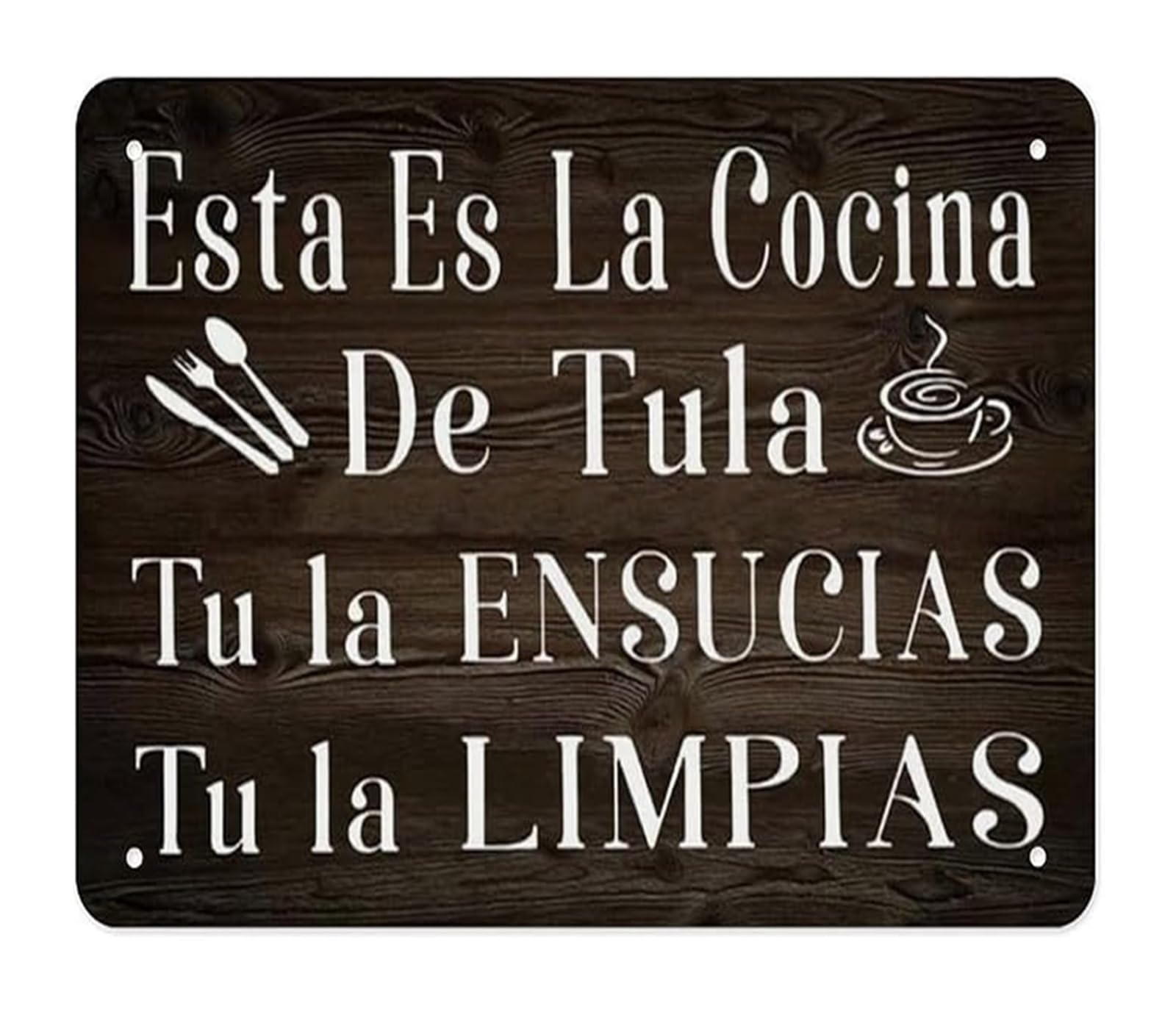 PKNVKZIDK Rustic Cafe Decor Spanish Kitchen Quote Metal Tin Sign Vintage Wall Plaque for Coffee Shop Home Kitchen 8 X 12 in