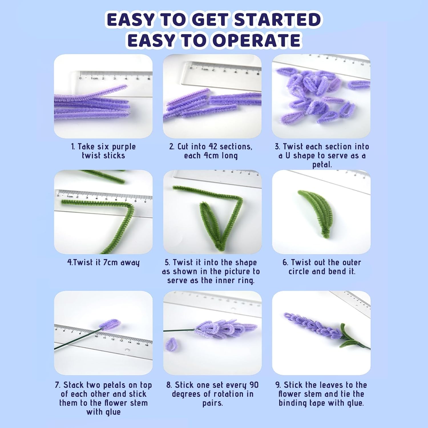 Pipe Cleaner Flower Kit, 1000PCS 10 Colors 12 inch Flexible Pipe Cleaners for Crafts DIY Projects