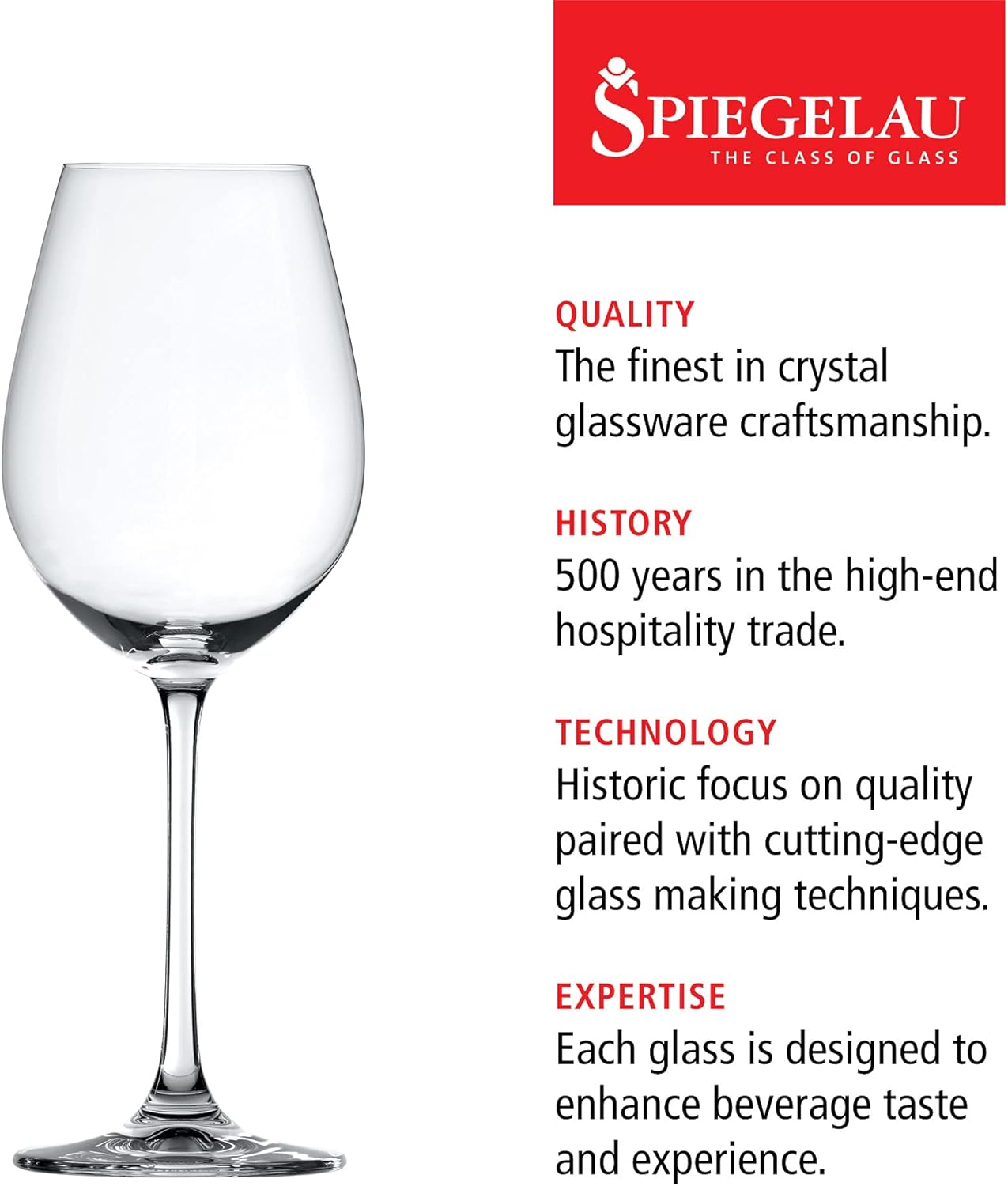 Spiegelau Salute White Wine Glasses, Elegant Crystal Drinking Glasses, Stylish Stemmed Glassware for Home Bar, Wedding Gifts, Birthday Gifts, Hosting Essentials, 16.4 oz, Set of 4