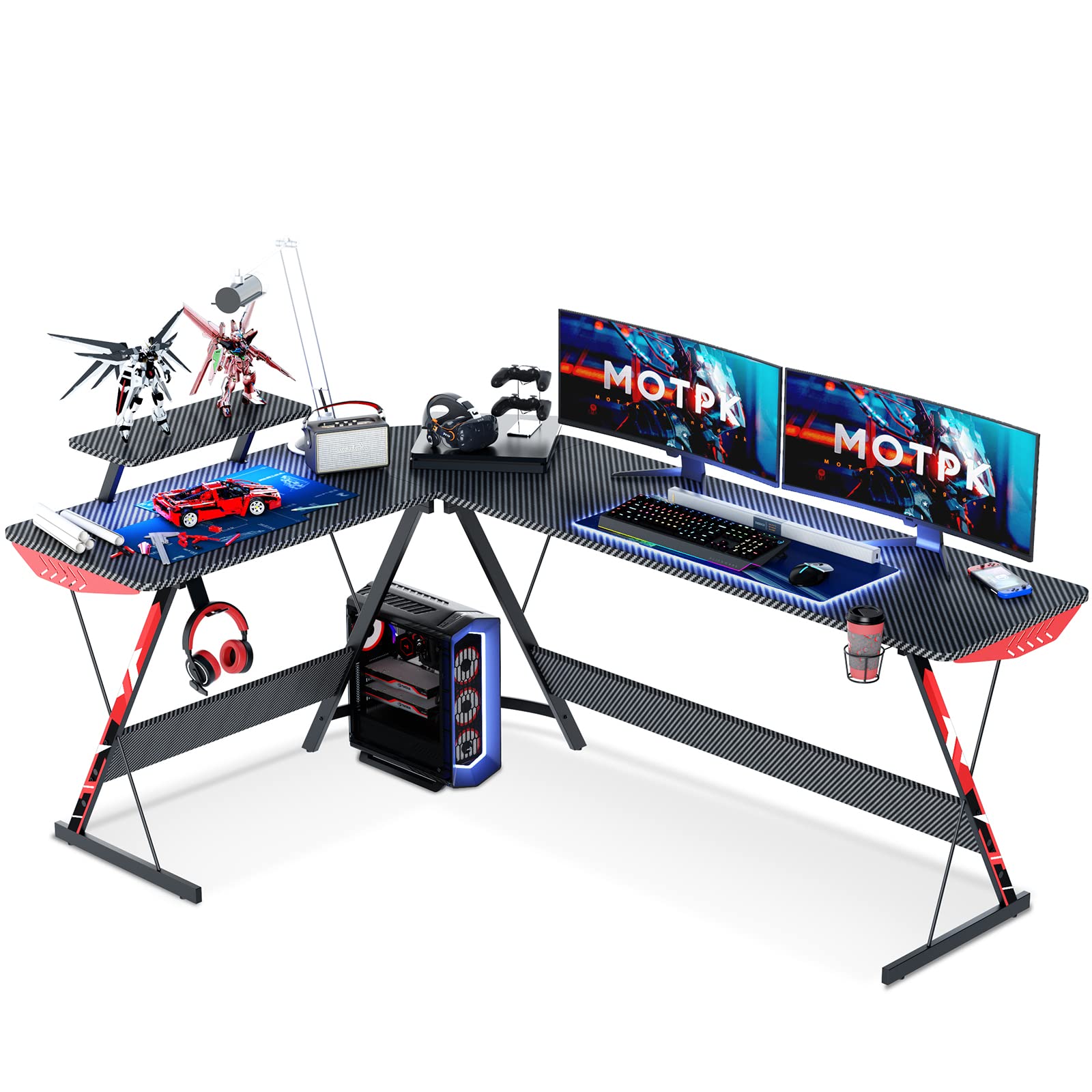Buy MOTPK L Shaped Gaming Desk 66 Inch, Gaming Computer Desk L Shape