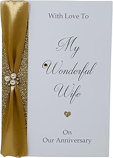 Wife Wedding Anniversary Card - Personalised Luxury Handmade Card, Gift for Wife Partner Her 1st 2nd 5th 7th 10th 20th 25th 30th 40th 50th