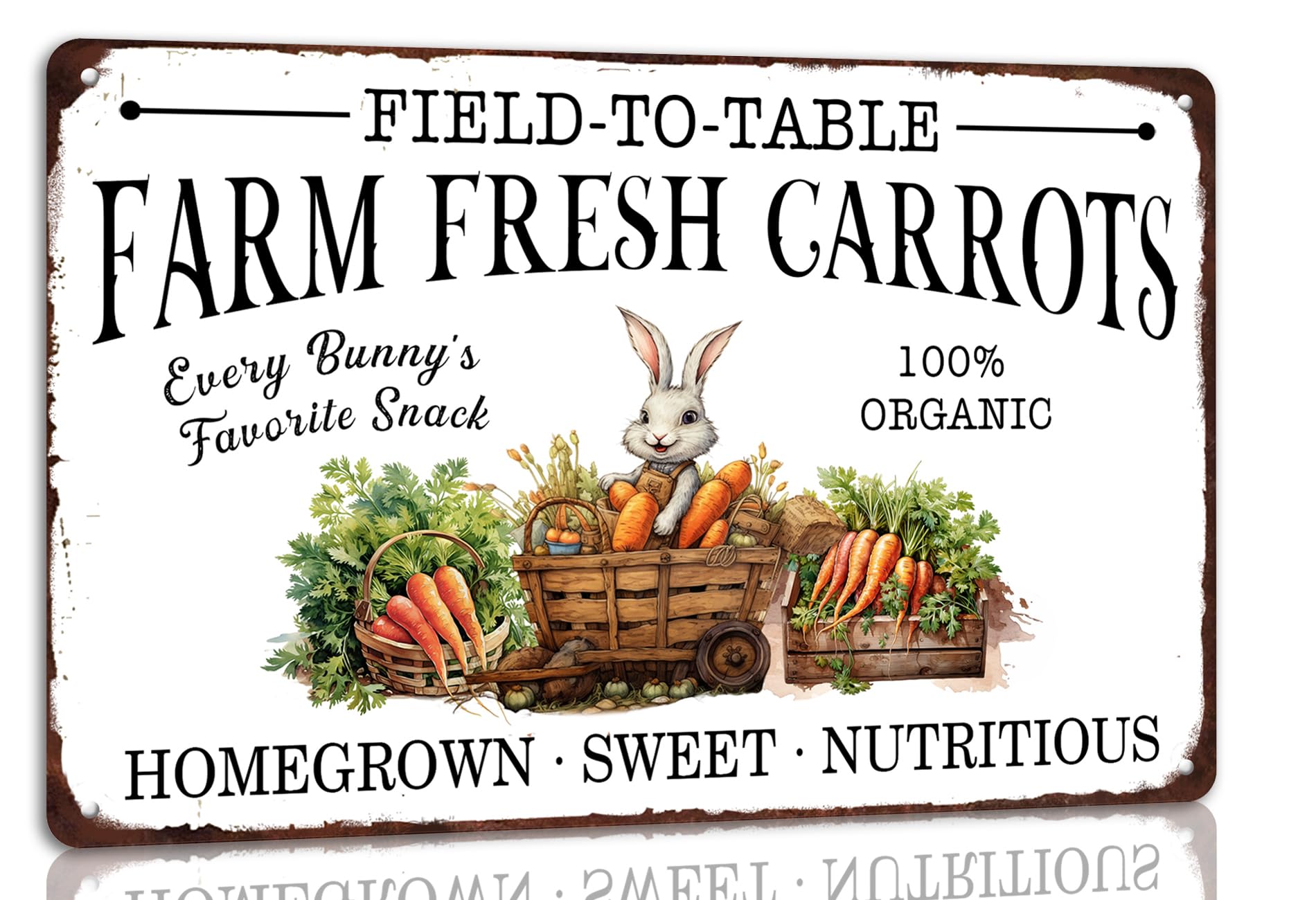 Panneau en métal Farm Fresh Carrots Easter décoration rétro cuisine