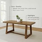 Plank+Beam 72 Table à manger ferme de pouce, Table de cuisine rustique en bois massif, Grande table de dîner rectangulaire en bois pour salle à manger, Bureau à la maison, Meubles de salon, Montage facile, Brosse filaire de Pecan