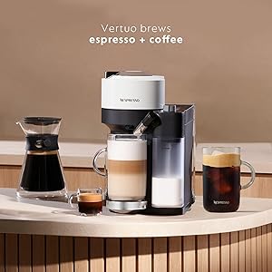 Nespresso Vertuo Lattissima Coffee & Espresso Maker by De'Longhi, Matte White and Glossy