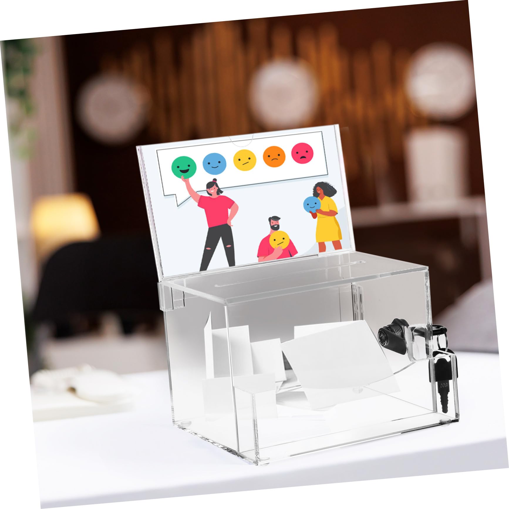 Abschließbare Stimmzettel Box Transparent Acryl 6.30X5.71X4.33In Großes Fassungsvermögen Für Sichere Abstimmung Spendenbox Fundraising Vorschlagsbox