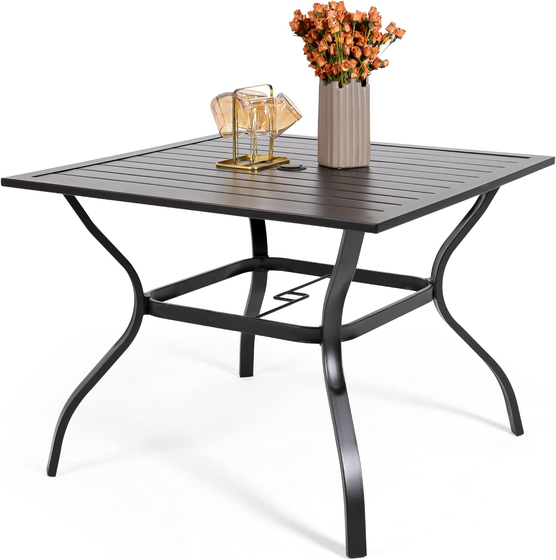 Amazon.com : EMERIT Outdoor Patio Bistro Metal Dining Table with ...