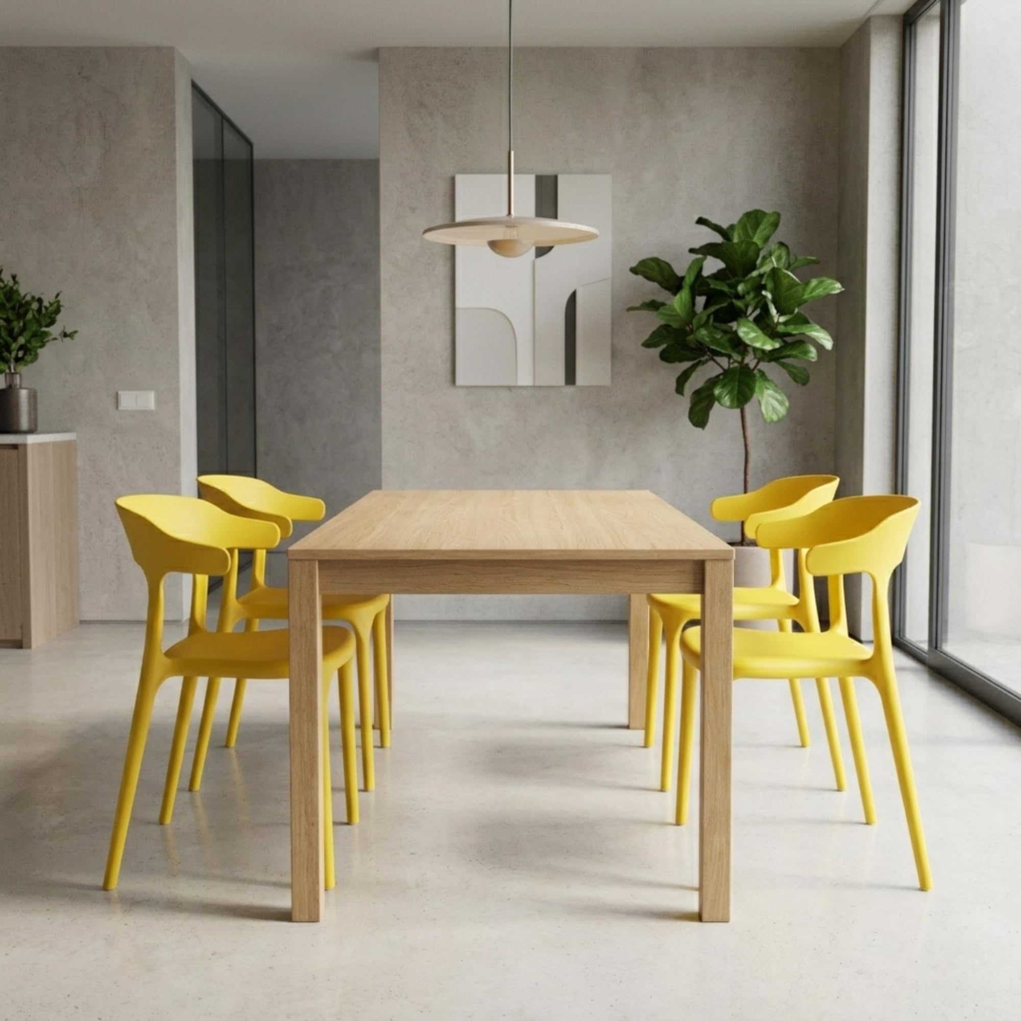 Adhunika Furnitures Yellow Cafe Chair Set of 4 | 3 Year Warranty | 120KG | Full PP Plastic Stackable Chair | Dining Balcony Garden Cafe Restaurant Indoor Outdoor (Yellow, Set of 4)-image-28