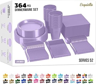 Exquisite 350 Pcs Lavender Plates and Napkins Party Supplies Plate Sets