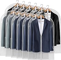 Perber 40" Clear Waterproof Garment Bags for Hanging Clothes - 12 Pack Suit Covers for Closet Storage, Dust & Moisture Protection