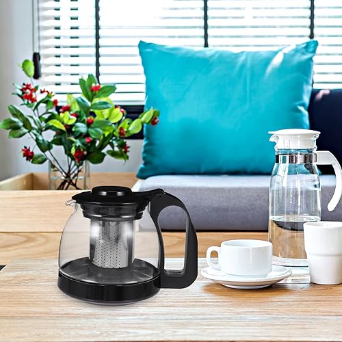 Miniatura 4 de Hemoton Tetera de vidrio transparente con infusor extraíble, 23.7 fl oz, tetera transparente, tetera segura, tetera floreciente, tetera de hojas