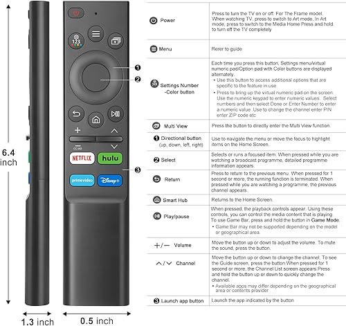 Miniatura 7 de Reemplazo de control remoto para Samsung TV, control remoto universal, compatible con todos los televisores inteligentes Samsung Frame Serif Crystal