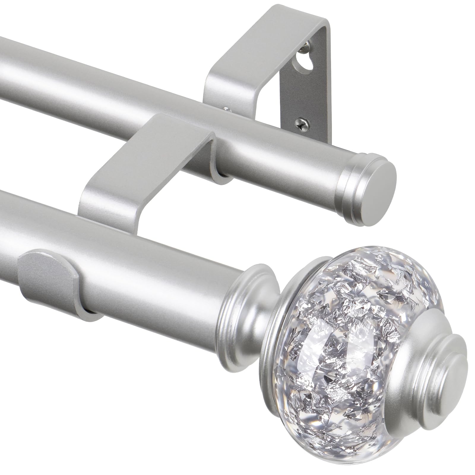 1 Inch Double Curtain Rods 36 to 72 Inches (3 to 6 ft), USFOOK Single Drapery Rods for Windows 24 to 68 Inches, Telescoping Dual Curtain Rod with