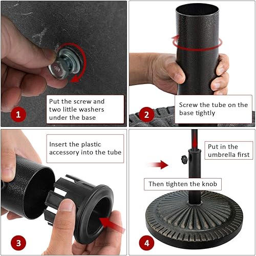 Miniatura 4 de Giantex Base de sombrilla de 31.5 libras para patio, resina de hierro fundido resistente, soporte para sombrilla de jardín vintage, soporte para