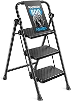 MedicalKing 3 Step Folding Ladder - Heavy Duty Steel Step Stool with Wide Anti-Slip Pedals, 500 lbs Capacity, Portable for Adults Home Office