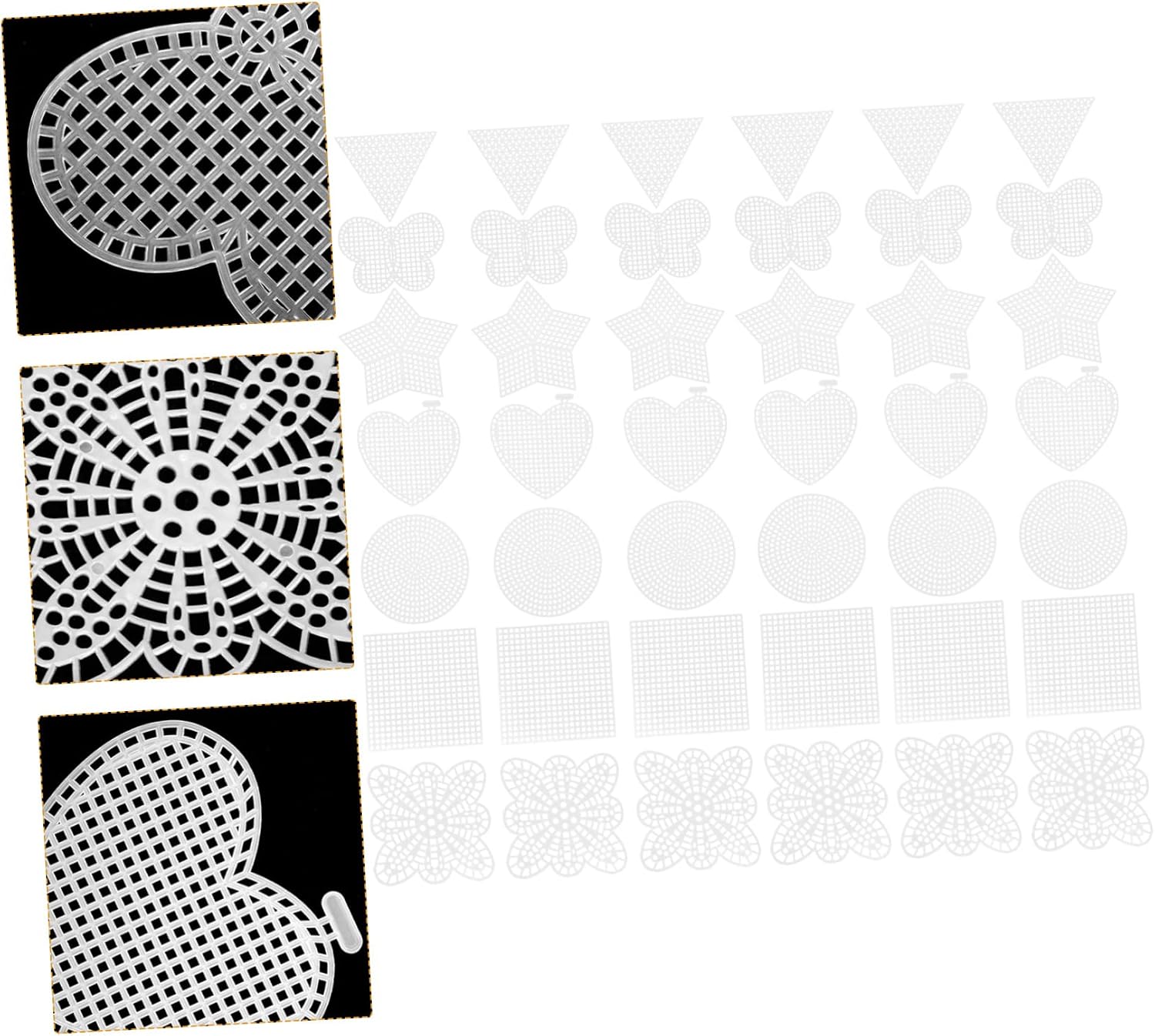 Sewroro 70pcs Plastic Mesh for Cross Stitching Durable Embroidery Tool Various Shapes for Crafting for DIY Projects and Sewing Accessories