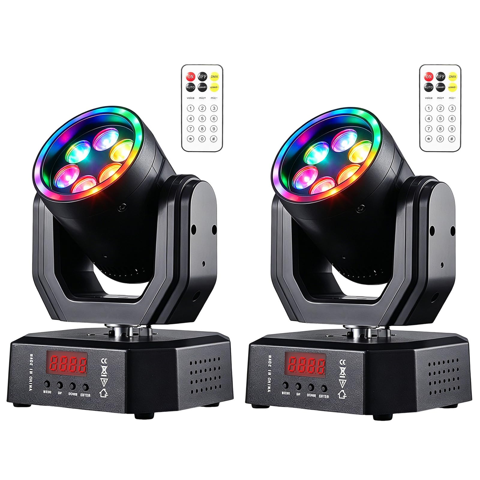 Confezione da 2 mini proiettori a testa mobile per illuminazione DJ, proiettori wash a LED, luci da palcoscenico per feste