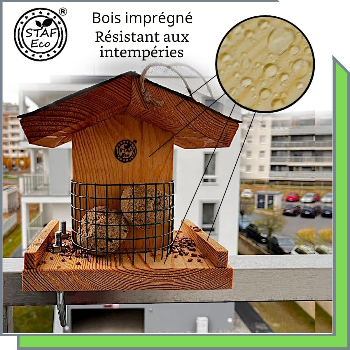 Maison d'oiseaux Mangeoires pour oiseaux sauvages Station à fixer sur le balcon de mangeoire Suspendue pour Nourrir Les Oiseaux Toute l'année Prêt à l'emploi,