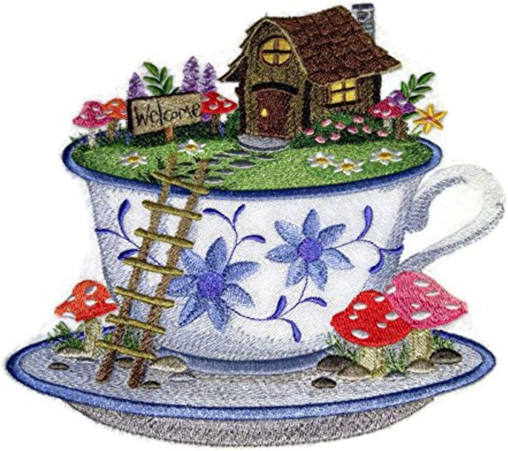 Custom and Unique Magical Fairy Collection [ Teacup Fairy Garden] Embroidered Iron on/Sew Patch [7.79 * 7.53 ] [Made in USA]