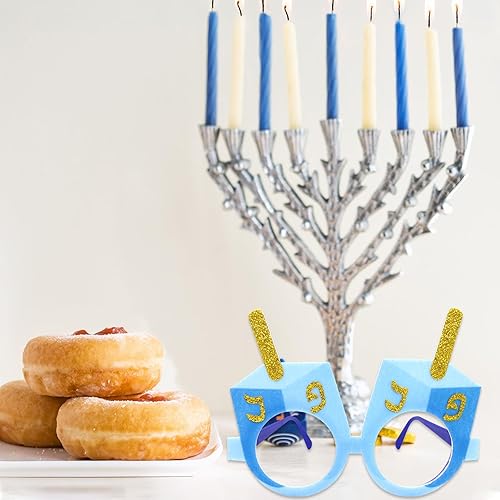 Miniatura 6 de ceiba tree Marcos de gafas Happy Hanukkah para el festival de luces de Janucá, estrella de David Dreidel, regalos de fiesta y accesorios de fiesta,