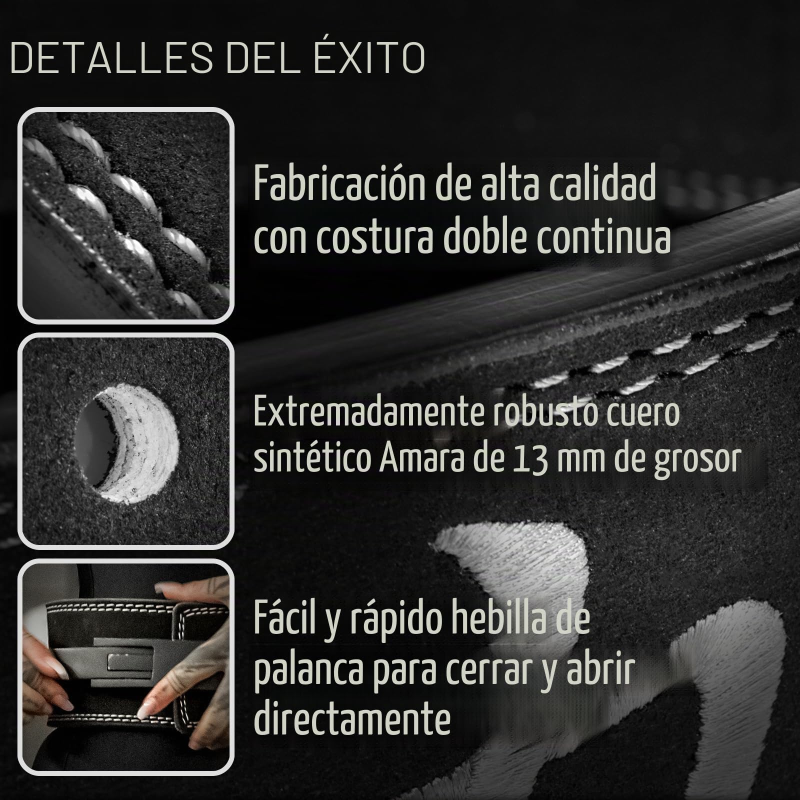 Strength Shop Cinturón de Levantamiento de 13mm con Hebilla de Palanca, Certificado IPF, Resistente y Duradero, Estabiliza el Tronco y la Columna Vertebral durante el Entrenamiento
