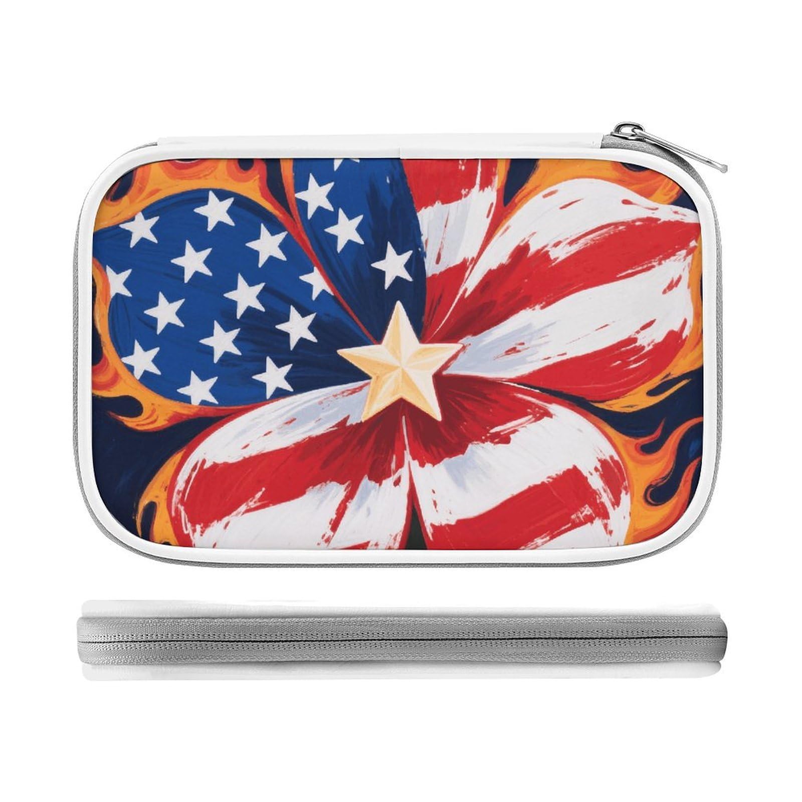 Fodpand Women's Style Large Capacity Pencil Case For Adults - Durable Pu Leather American Flower Pencil Pouch With Zipper Portable Travel Makeup Bag Mini Cosmetic Bag For Office, Travel