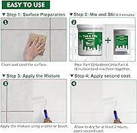 Vista 2 de Kit de reacabado de azulejos y bañera NADAMOO, blanco, sin herramientas, 500g/17 oz de emulsión y 10g de endurecedor