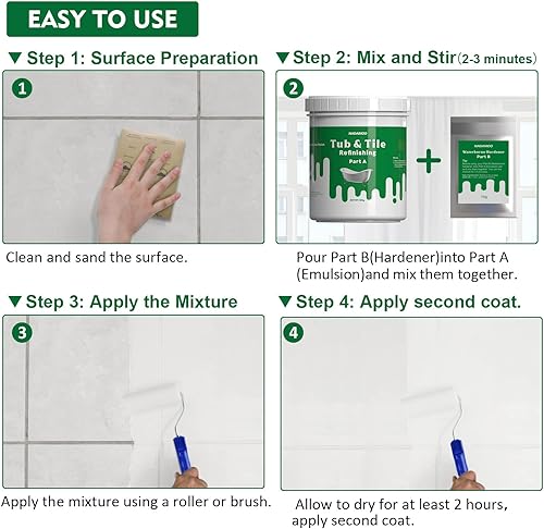 Miniatura 3 de NADAMOO Pintura de acabado para bañera y azulejos gris claro 1764oz