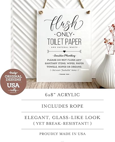 Miniatura 3 de Cartel de baño de diseño de fontanería sensible de 6 x 8 pulgadas, listo para colgar, acabado premium, duradero