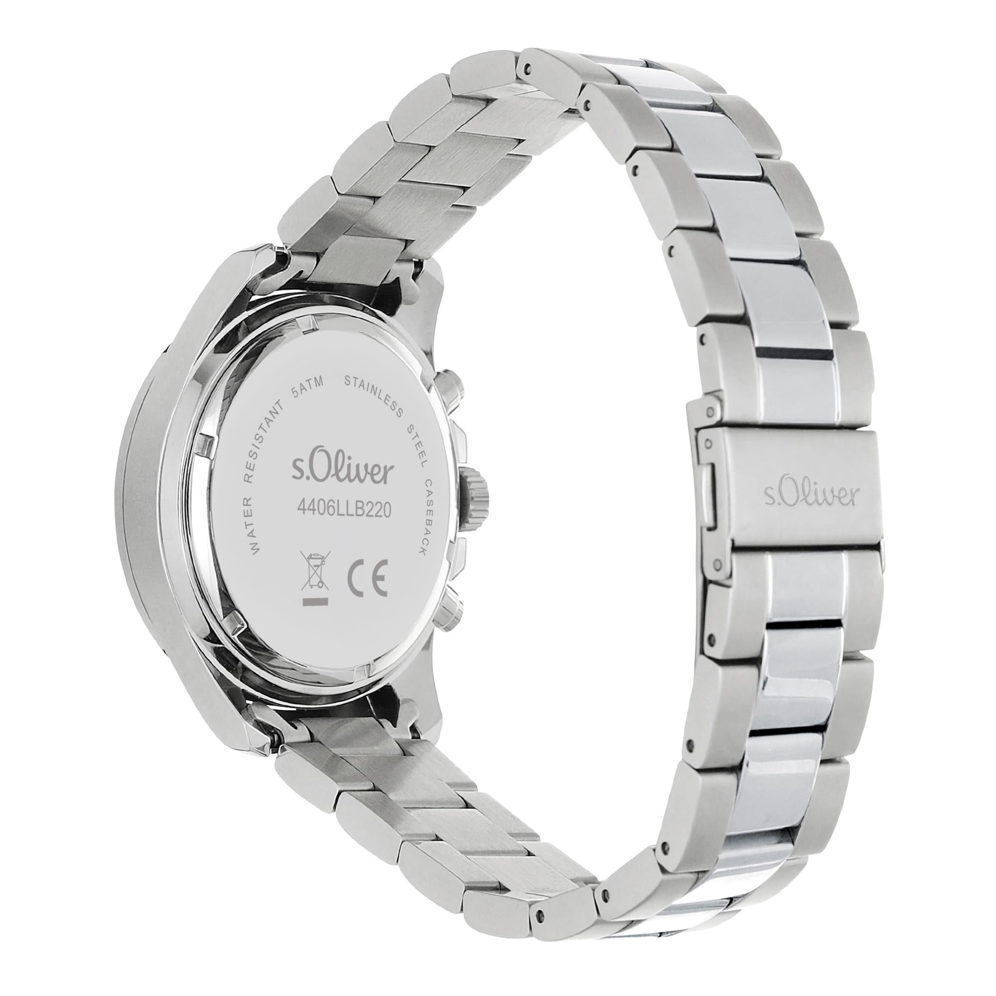 S.Oliver Zegarek Męski - 44 Mm - Analogowyowy Zegarek Na Rękę Z Mechanizm Kwarcowy - Chronograf & 3 Zeiger - Wysoki Komfort Noszenia - 5 Atm Wodoodporny - Odporny Na Zarysowania