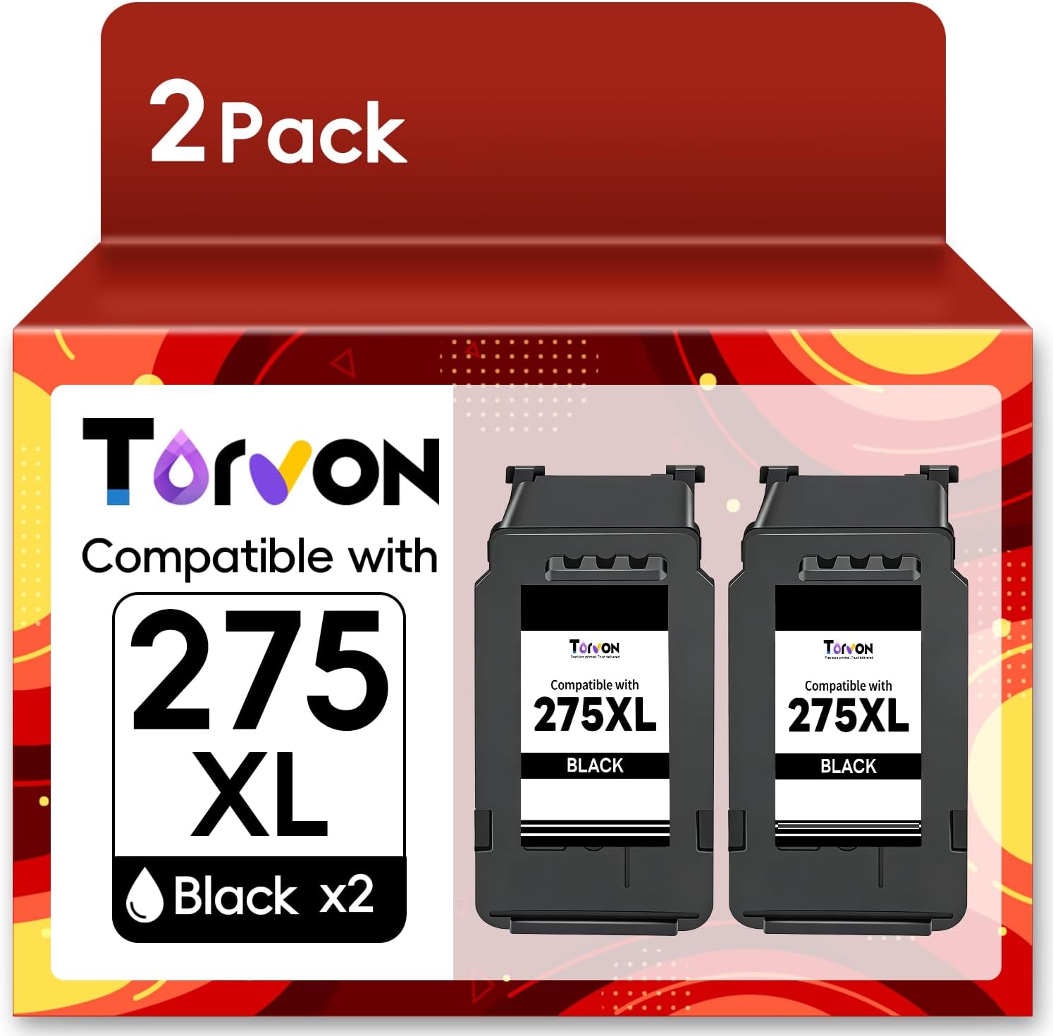 Remanufactured Ink Cartridges Replacement for Canon PG-275 Black Ink Cartridge 275XL PG-275XL Black Ink Compatible with TS3722 TR4720 TR4722 TR4700 TS3522 TS3500 TS3520 TS3720 Printer (2 Black)