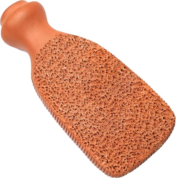 QUBA LINEN Pumice Stone for Feet 2-Sided Terra Cotta Foot Scrubber, Natural Callus Remover for Dry Skin & Rough Heels, Cracked Heels Pedicure Exfoliator for Feet Hands Body