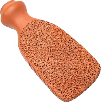 QUBA LINEN Pumice Stone for Feet 2-Sided Terra Cotta Foot Scrubber, Natural Callus Remover for Dry Skin & Rough Heels, Cracked Heels Pedicure Exfoliator for Feet Hands Body