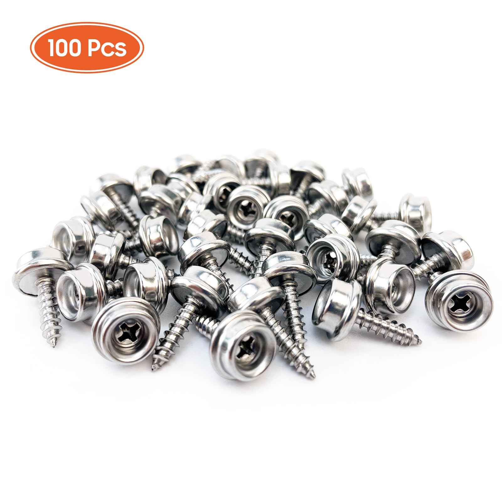 Broches de lona de acero inoxidable para cubierta de barco, broches de metal de 3/8 pulgadas, herramienta de presión de lona para cubiertas de barcos, 100 unidades, color plateado
