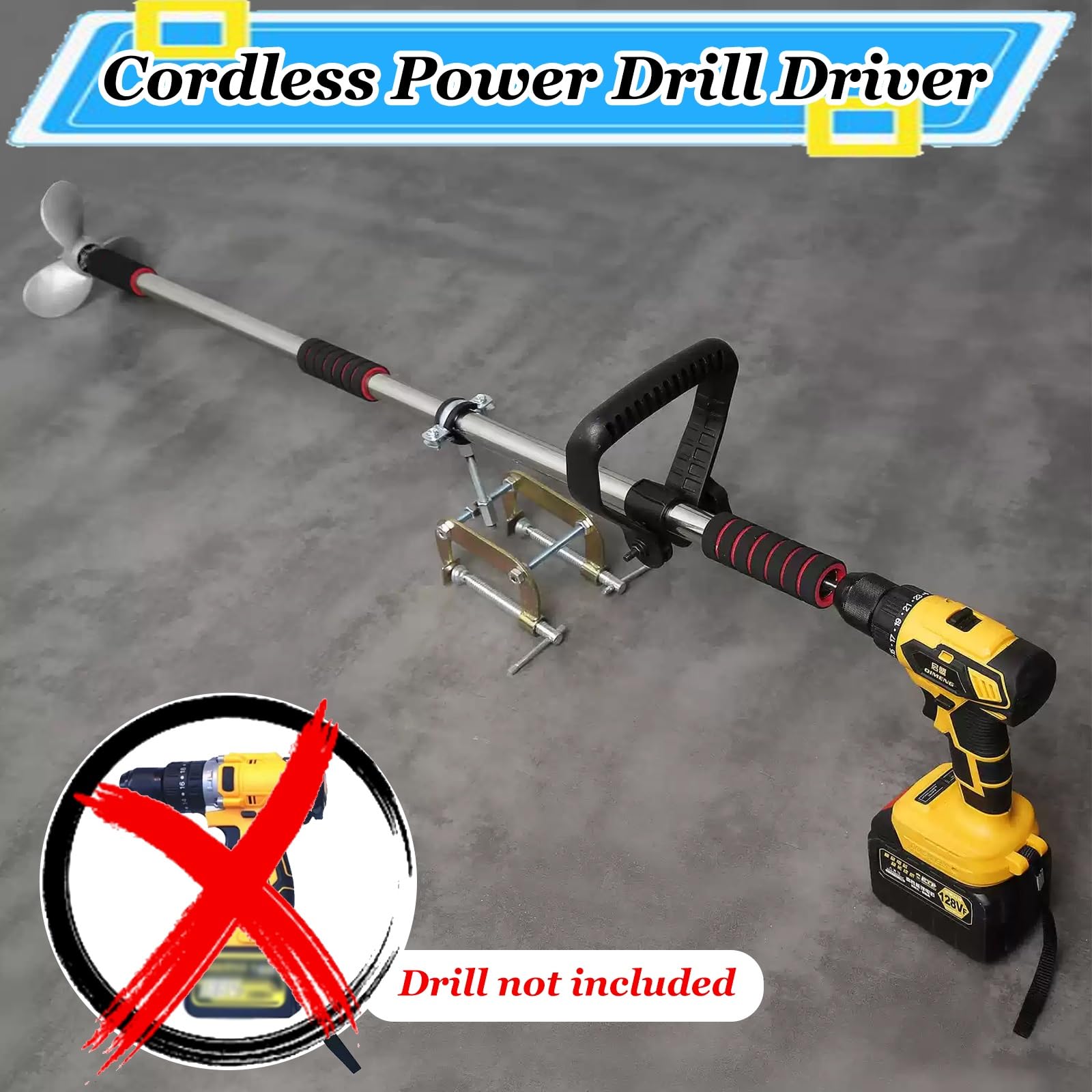 Remo motorizado Kayak Remo Motorizado Ligero para (Taladro No Incluido); Motor Fueraborda Portátil para Lagos Y Arroyos; Propulsor con Montaje En Remo