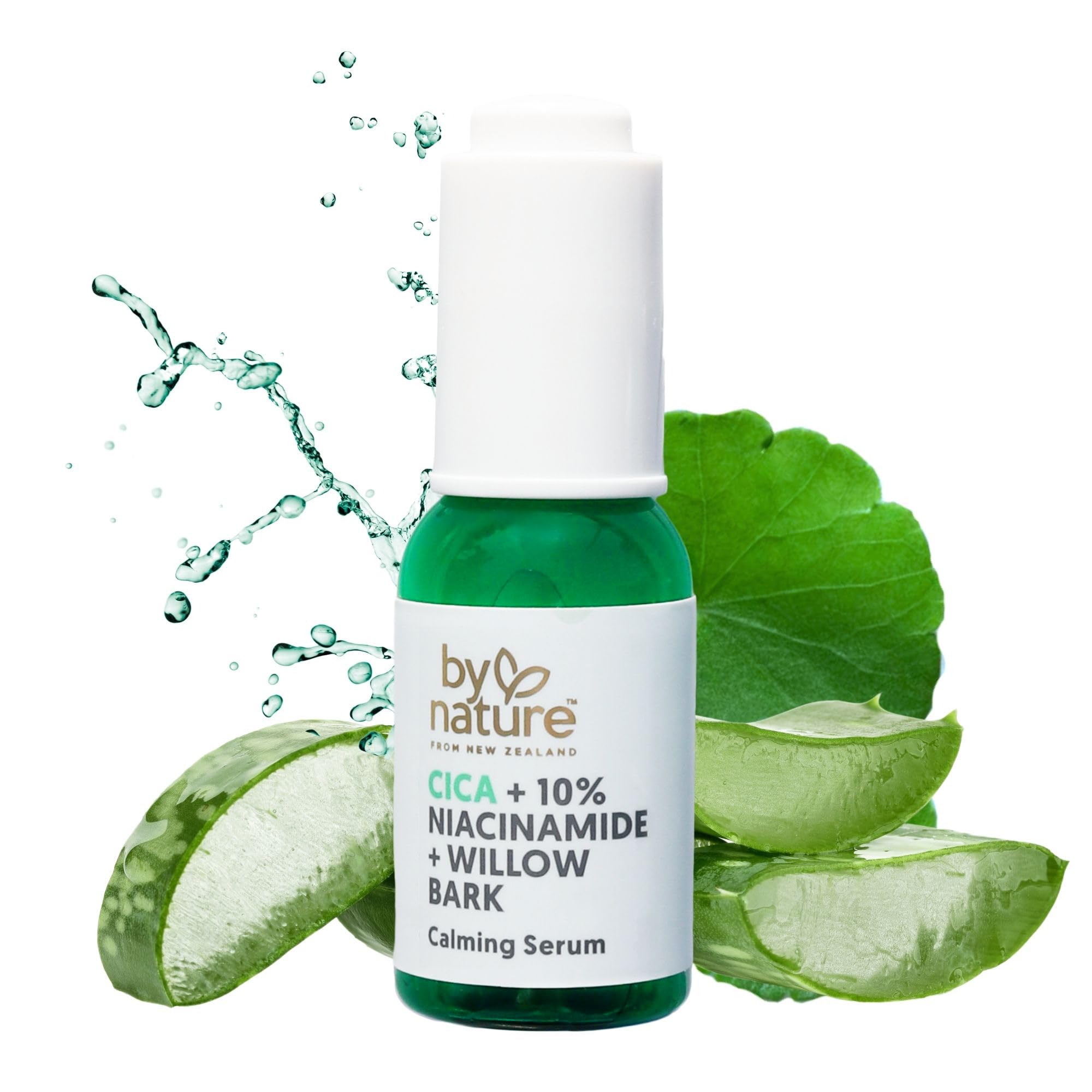 By Nature Calming Face Serum - Cica+10% Niacinamide+Willow Bark - Purifying Facial Serum with Cica Plant Extract & Texture Enhancing Niacinamide - Skincare from New Zealand - 1 fl. Oz