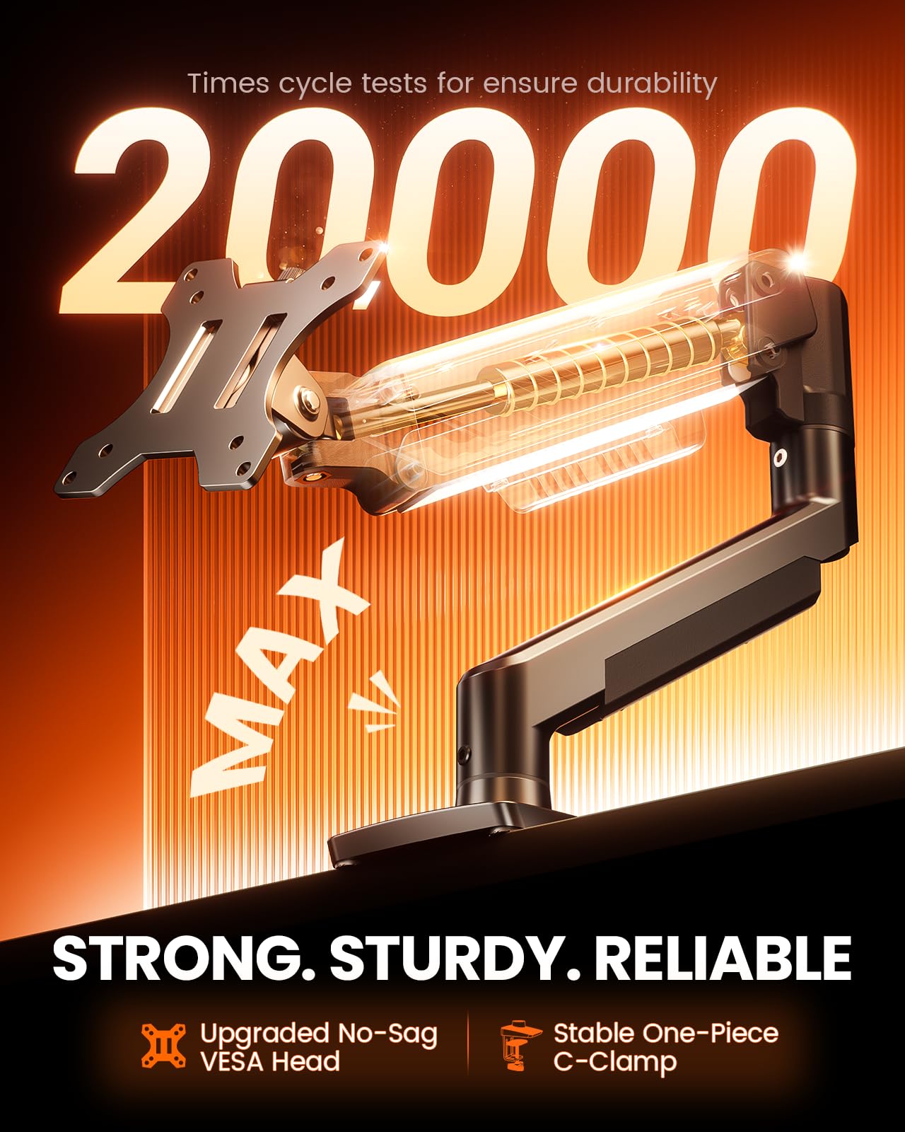 ErGear Single Monitor Arm, Fully Adjustable Monitor Mount for 13–34 Inch Screens, Fast Install Computer Monitor Stand with Tool-Free VESA Mount, Cable Management, Holds 19.8 lbs, Max VESA 100x100mm